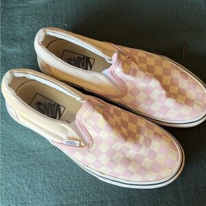Vans Classic Slip-On Checkerboard Sneakers in lavender& off white